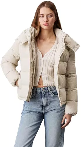 Calvin Klein Piumino Matte Short Puffer con Cappuccio per Donna