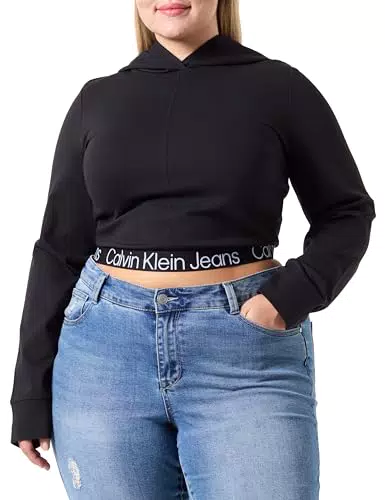 Calvin Klein Jeans Tape Milano Hoodie J20j221413, Felpa con Cappuccio e Zip Donna