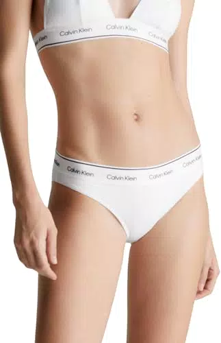Calvin Klein Slip Bikini con Fascia Donna con Logo, Bianco