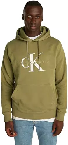 Calvin Klein Uomo Felpa Seasonal Monologo Regular con Cappuccio