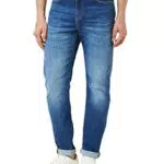 Calvin Klein Uomo Jeans Slim Taper Vita Media, Blu,