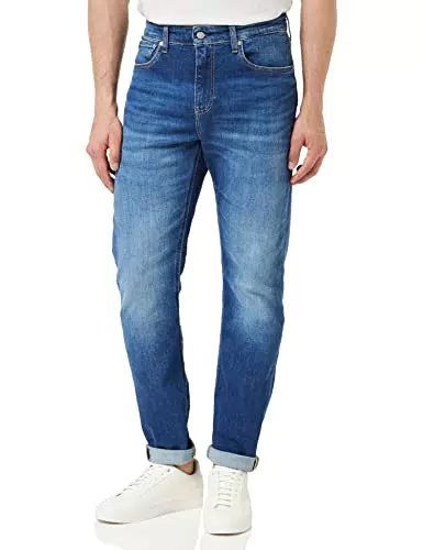 Calvin Klein Uomo Jeans Slim Taper Vita Media, Blu,