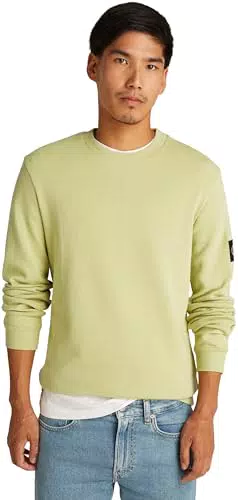 Calvin Klein Uomo Maglietta Maniche Lunghe Badge Waffle Cotone