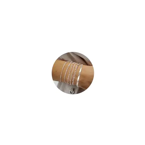 CASSIECA 6 Pezzi Catena Bracciale Donna Argento 925 Braccialetti a Catena per Donna Ragazze Bracciale Tennis Figaro Twist Braccialetti Impilabili Regolabili Donna Gioielli