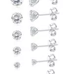 CASSIECA 925 - Orecchini in argento Sterling 6 paia di orecchini per donna uomo con zircone regalo