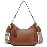 Chase Chic Borsa a tracolla per donne, Piccola borsa a tracolla in ecopelle per signore Borse a mezzaluna con tracolla staccabile Marrone
