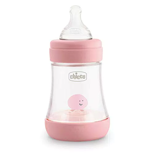 Chicco PERFECT 5 Biberon Anticolica 150 ml, Biberon Flusso Lento 0 Mesi + con Tettarella in Morbido Silicone