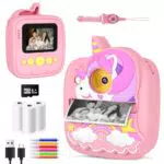 CHRERNA Fotocamera Istantanea da 48MP Schermo per fotocamera per bambini con carta da stampa e Video HD 1080P