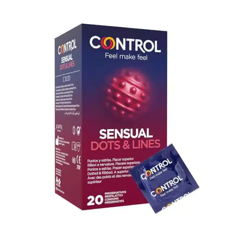 Control Sensual Dots e Lines Preservativi Stimolanti con Punti e Striature in Rilievo