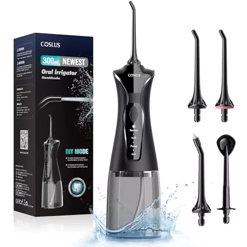 COSLUS Idropulsore Dentale Portatile: 300ml Irrigatore Orale Senza Fili