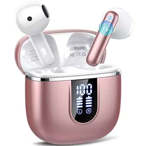 Cuffie Bluetooth Senza Fili Bluetooth 5.4 Bluetooth Cuffie Hybrid Active Cancelling Cuffie con 4 Microfoni per Chiamate Chiare