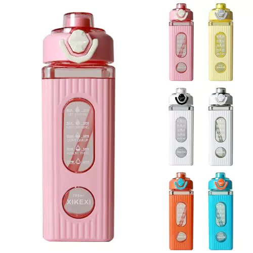 CutitiUU 700 ml Borraccia con Cannuccia, Borraccia Motivazionale con Indicatore di Orari