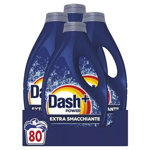 Dash Power Detersivo Liquido Lavatrice, 80 Lavaggi, Extra Smacchiante
