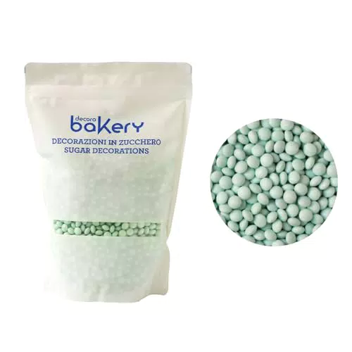 Decora, 5081195 Confezione da 1 Kg di Mini Lenti Cioccolato A Latte Verde Acqua