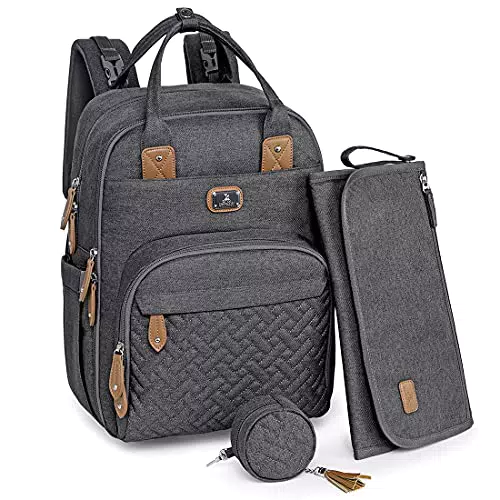 Dikaslon Borsa Zaino Fasciatoio, Zainetto Fasciatoio Grande Multifunzione Borsa Bebè con Fasciatoio Portatile