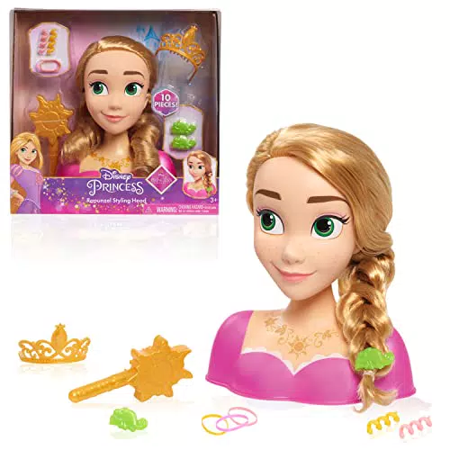 Disney Princess Rapunzel Styling Head, Blonde Hair, 10 Piece Pretend Play Set