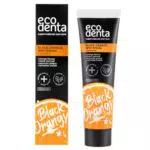 Ecodenta Dentifricio al carbone attivo Denti bianchi senza fluoro I Dentifricio nero al carbone attivo Sbiancante denti I Black Activated Charcoal Teeth Whitening Toothpaste Gusto arancia 100ml