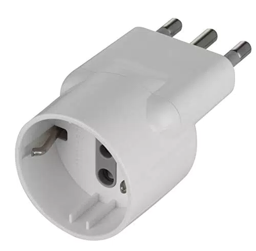 Electraline 71064 Adattatore con Spina Disassata Salvaspazio da Schuko a Spina Grande Italiana 16A