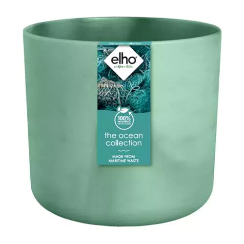 Elho The Ocean Collection Round 18 - Vaso per piante - Nata dal riciclaggio dei rifiuti del mare - Materiale riciclato al 100% - Ø 18.3 x H 16.7 cm