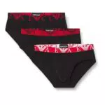 Emporio Armani Bold Monogram 3-Pack Brief Briefs, Nero/Nero/Nero