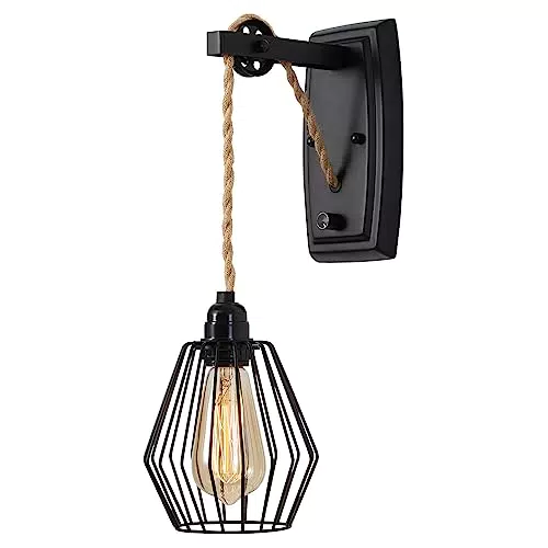 ENCOFT Lampada da Parete Interna Gabbia Vintage, Dimmerabile Industriale Applique da Parete E27