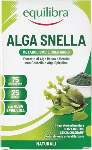 Equilibra Integratori Alimentari, Alga Snella, a Base di Estratto di Alga Bruna e Betulla con Centella a Alga Spirulina