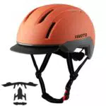 Favoto Casco da Bicicletta Urbano con Visiera - Tecnologia Double Inmould Caschi da Scooter Leggero per Adulti Certificato CE Regolabile L 57-61cm Arancione Nero