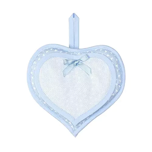 Filet - Fiocco Nascita Bambino a forma di cuore, Colore azzurro