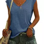 GeGekoko T-Shirt da Donna Manica Corta Scollo a V Maniche ad Aletta Top Camicette Estate Casual Canotta Allentata Basic Ragazze Top