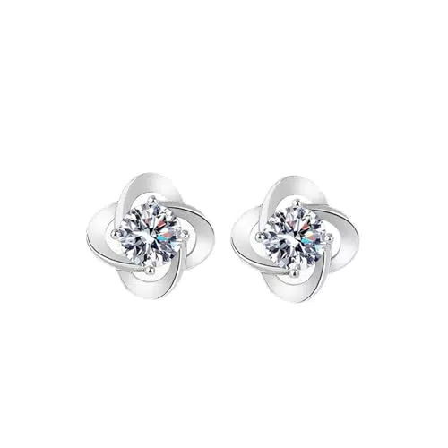 Generico Sterling Silver Cubic Zirconia Stud Earrings For WomenHypoallergenic Simple Earring Studs Classic Fashion Jewelry Orecchini Pendenti Grandi Colorati