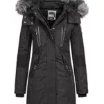 Geographical Norway - Giacca invernale da donna Coracle/Coraly XL con cappuccio in pelliccia Nero II X