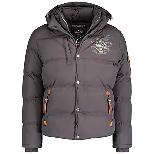 Geographical Norway Verveine Men Distribrands - Giacca calda da uomo con cappuccio - Giacca a maniche lunghe - Cappotto invernale caldo da uomo - Giacca da esterno con fodera imbottita