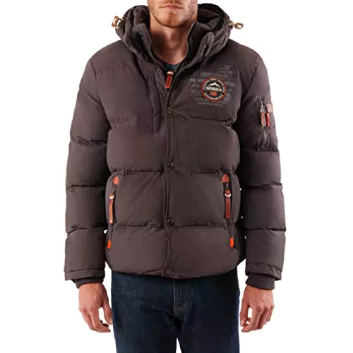 Geographical Norway Verveine Men - Giacca Invernale Autunnale Uomo - Fodera Calda Per Cappotto - Giacca Vento A Maniche Lunghe - Abito Ideale Per Uomini Casual
