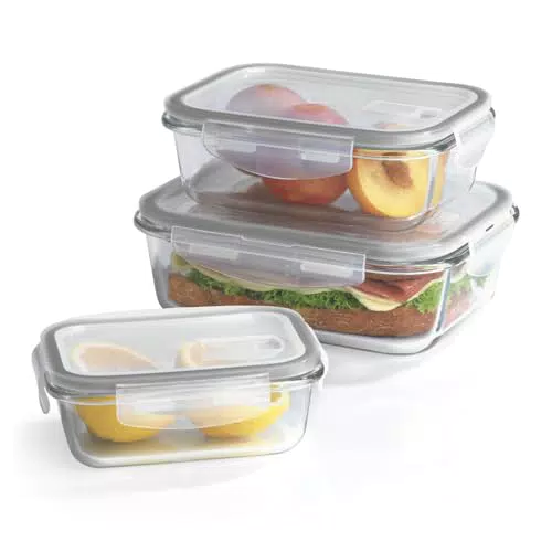 GOURMETmaxx Barattoli di vetro per la conservazione degli alimenti Klick-it Set di 3