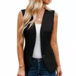 GRACE KARIN Gilet da donna senza maniche monopetto elegante top 2024 scollo a V gilet con tasche spacco posteriore