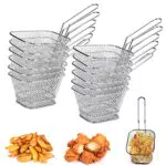 HAOMEEDUO 12 Cestini per Patatine Fritte Mini Cestino Patatine Acciaio Inossidabile Mini Contenitore per Patatine Croccanti Cestini per Snack Fritti per Patatine Fritte Gamberetti Anelli di Cipolla