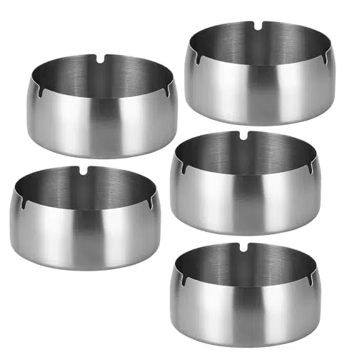 HEKOBAG 5 Pezzi Posacenere in Acciaio Inox Posacenere da Tavolo Antivento Posacenere da Interno da Tavolo Posacenere da Esterno da Tavolo