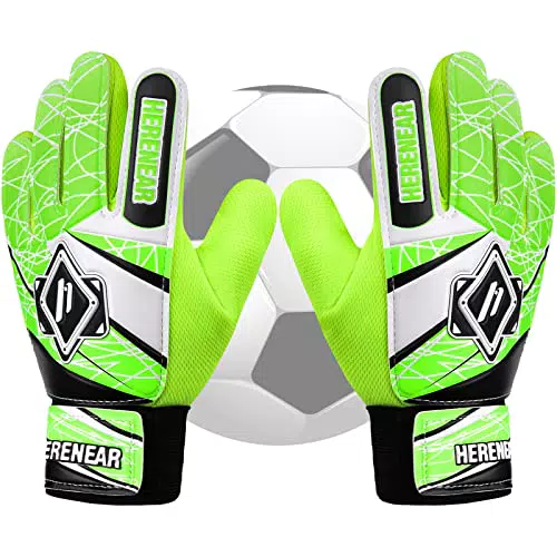 Herenear Guanti da Portiere per Bambini, Guanti da Portiere di Calcio con Impugnatura