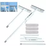 HUABULUO Spatole Lavavetri 3 in 1 con Spray, 150cm Long Glass Window Cleaner Rod con Estensione Spray e Labbra in Gomma per Strumenti di Pulizia Alte Finestre Piastrelle Bagno Interno ed Esterno