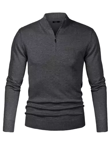 iClosam Maglione Uomo Invernali Collo Alto con Zip Pullover Giacca in Maglia Maglione Pullover Invernale Tenere Caldo