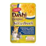 INABA Dashi Delights Silky Broth, Delicati Fiocchi in Brodo di Pollo con Tonno - Cibo Umido per Gatti