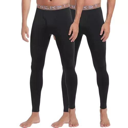 INNERSY Calzamaglia Termica Uomo Nera Invernale Leggera Pantaloni Termici Intimo Termico Pacco da 2
