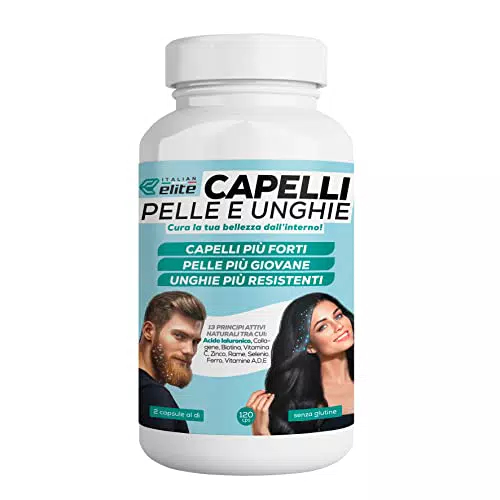 Italian Elite Integratore per Capelli. 120 caps. Ricco di Biotina