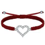 J.Endéar Bracciale Intrecciato Fatto a Mano Cuore Argento 925 Cubic Zirconia Filigrana Bracciale Corda Regalo d'Amore per Donne Ragazze