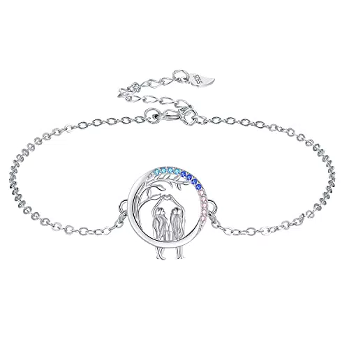 J.MUEN Bracciale Sorelle Donna Argento 925 con Cofanetto Regalo-Gioielli Regali per Sorella
