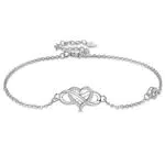 J.MUEN Cavigliera Donna Argento 925 Regolabili Cavigliera Infinito Donna con Scatola Regalo 26cm