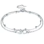 JENDEAR Cavigliera da Donna Argento Sterling 925, Amore Infinito per Donne Ragazze Spiaggia Cavigliera Regolabile