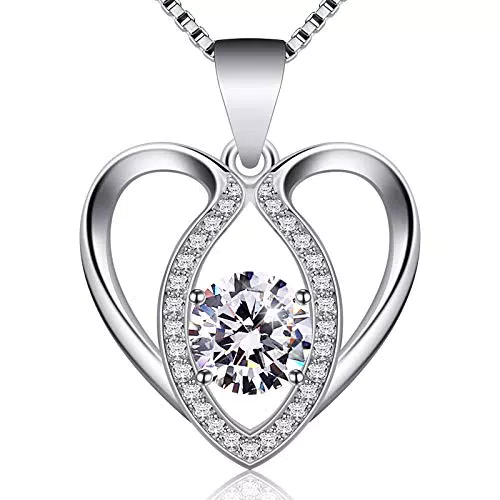Jewlldeen Collane da donna Argento 925 Cuore Collanine Ciondolo Cuore Regali Regalo San Valentino per lei Amiche Moglie Mamma Amica Compleanno Gioielli Regali