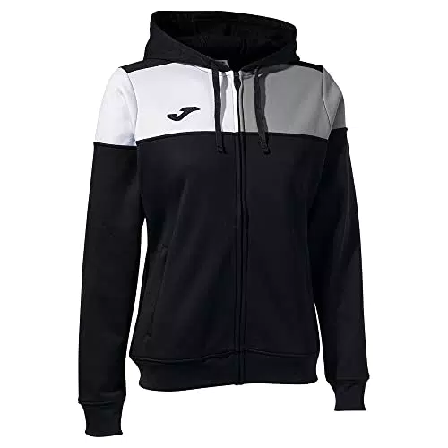 Joma Giacca con cappuccio donna Crew V nero grigio bianco