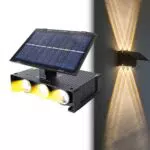 Joyes Lampada Solare per Parete, Lampade Solari per Esterni con 6 LED Lampade a Luce Calda per Parete Illuminazione Decorativa Su e Giù